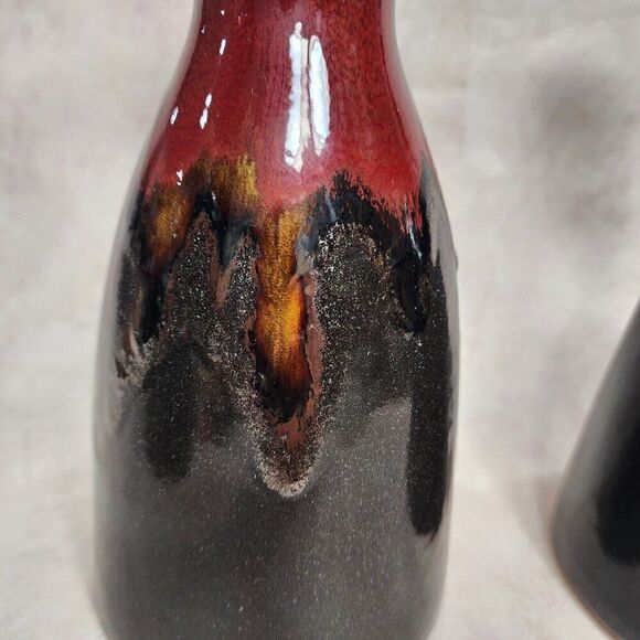 3 Pier 1 Imports 8.5"/11.5" Pillar Candle Holder Glaze Ceramic Gold Brwn Red Blk - Picture 9 of 14